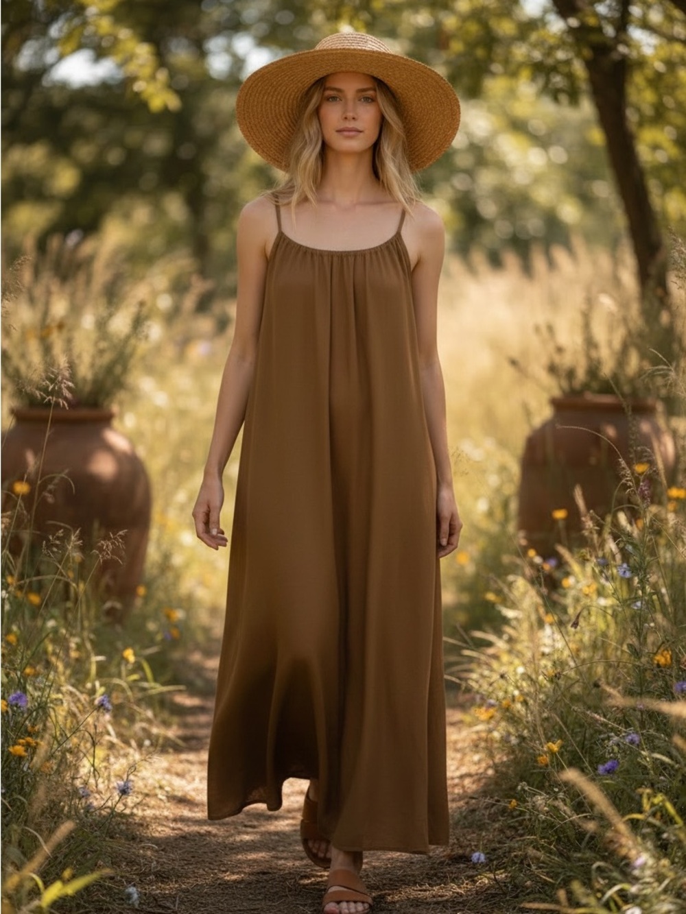 Jaded Gypsy Boho “Tied Together” Maxi Dress in Gold OS